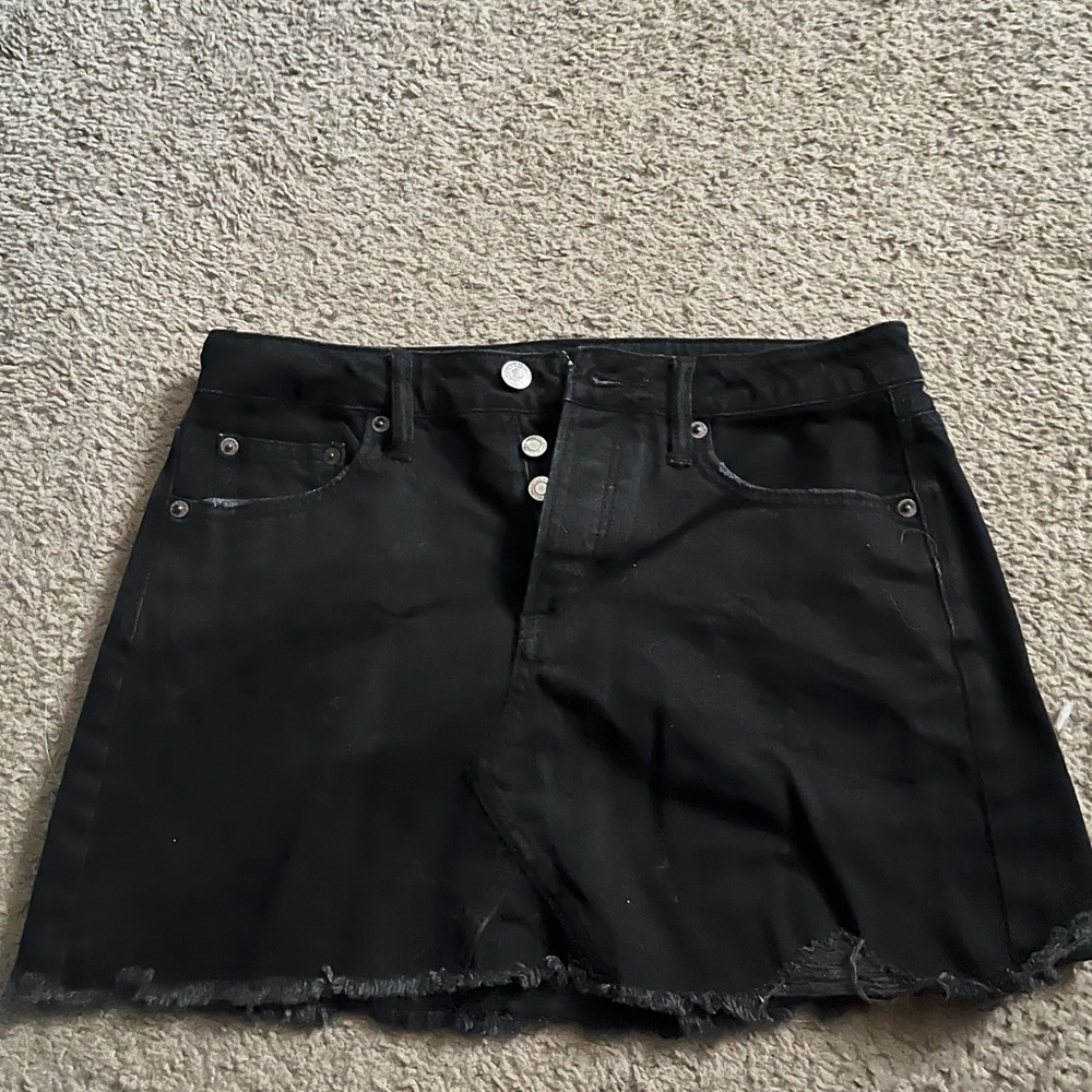 American eagle mini black jean skirt size 4